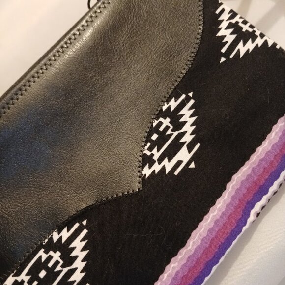 New Western theme Faux leather Clutch Wristlet Black Purple wallet envelope bag - Picture 2 of 7